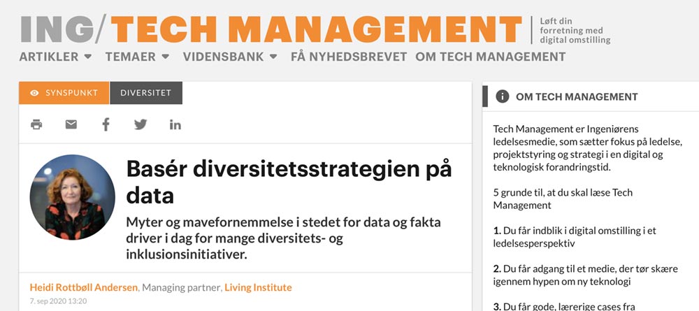 Screendump fra Ing / Tech Management: Basér diversitetsstrategien på data