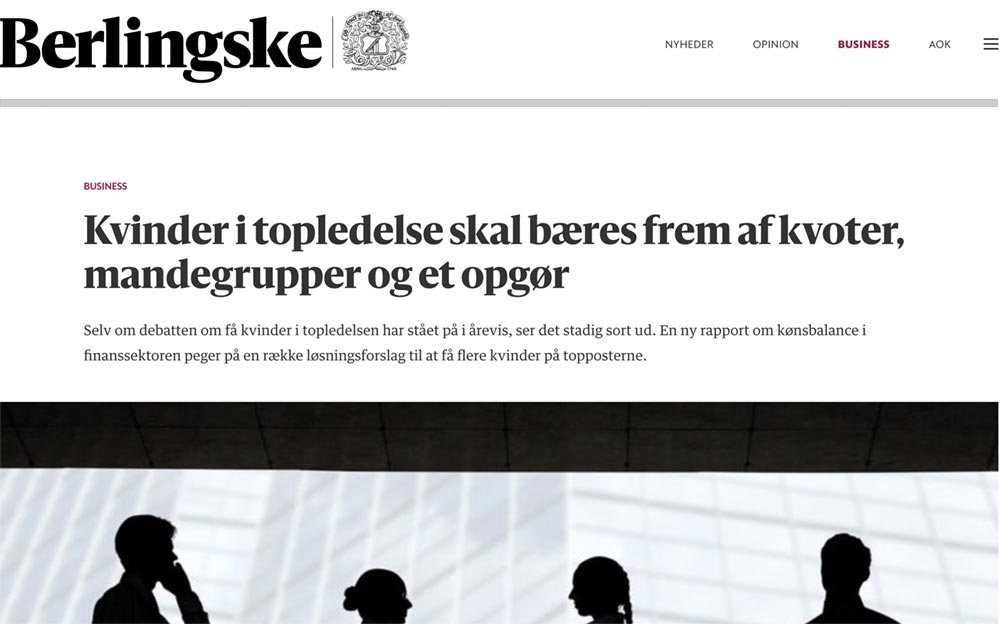 Image from the newspaper Berlingske about women in top management